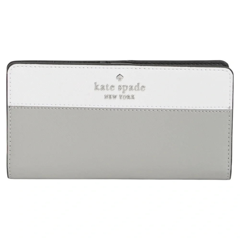 Kate Spade New York | Large Slim Bifold Leather Wallet in Nimbus Grey | NWT NEW